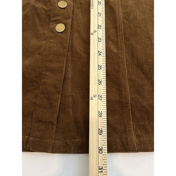 NWT Lulus Corduroy Midi Length Button Front Skirt Seasonal Feelings Brown Size S - Picture 12 of 13
